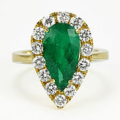 Украшения handmade. Livemaster - original item 18K 4.48tcw Fine Quality Pear Emerald Cocktail Ring, Pear Emerald Diam. Handmade.