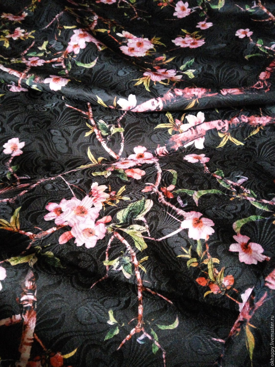 Ткань сакура. Ткань китайский шёлк Сакура. Ткань с цветами Сакуры. Ткань с принтом Сакура.