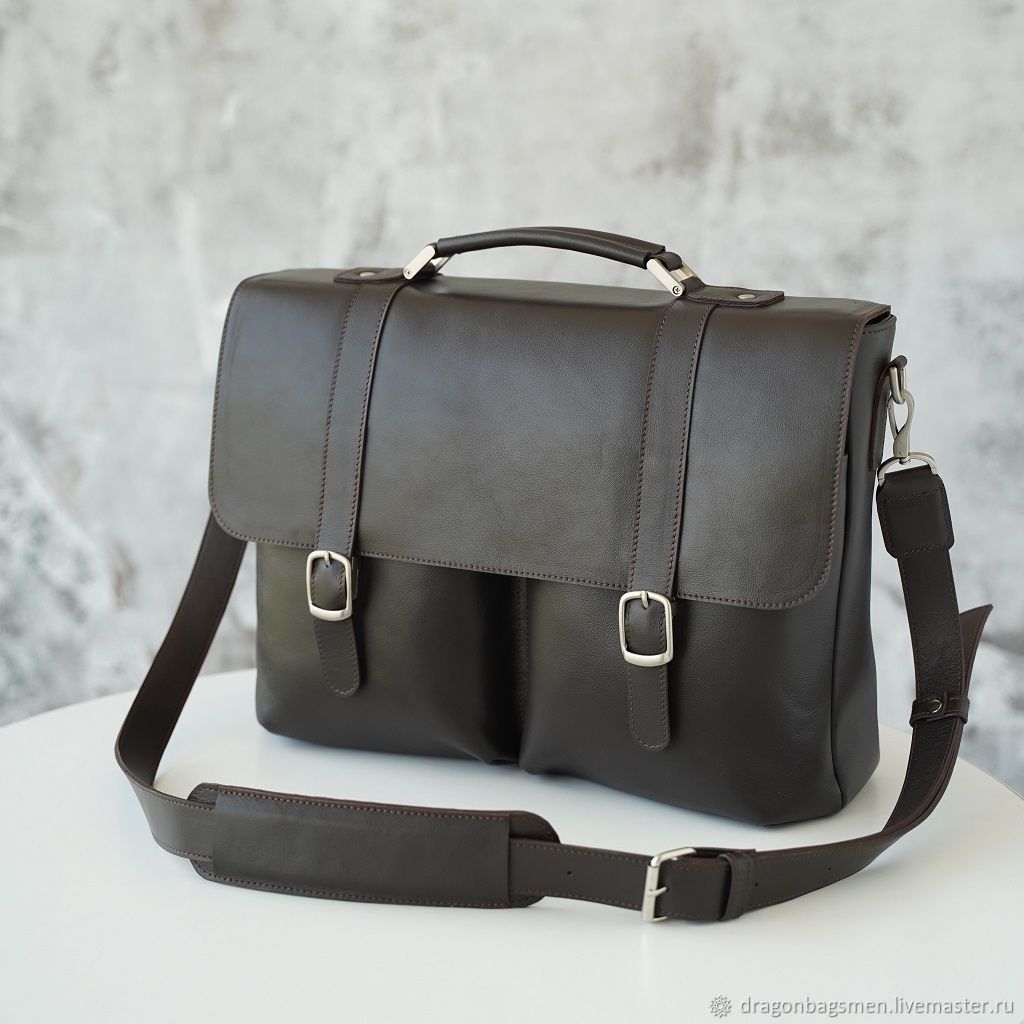 Men's leather messenger bag 'Vincent' (Brown), Men\'s bag, Yaroslavl,  Фото №1