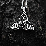 Украшения handmade. Livemaster - original item Celtic Amulet with pentagram, moon and sun — Steel pendant. Handmade.