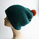 Beanie hat with double POM-POM, dark green. Caps. Svetlana Dementieva. Online shopping on My Livemaster.  Фото №2
