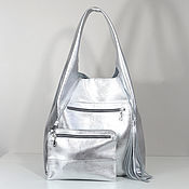 Сумки и аксессуары handmade. Livemaster - original item Silver Shoulder Bag Leather Shoulder Bag Silver Gold Package Tank Top. Handmade.