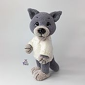 Куклы и игрушки handmade. Livemaster - original item Wolf knitted wolf toy made of velour yarn as a gift. Handmade.