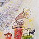 Картина рыжий кот и ангел, акварель "Полуночное чаепитие". Картины. Илья Логинов (kotgrafin). Ярмарка Мастеров.  Фото №5