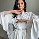 Халат Шёлковый для невесты, белый лебедь!. Халаты. Natali Lingerie / Нижнее бельё ручной работы!. Интернет-магазин Ярмарка Мастеров.  Фото №2