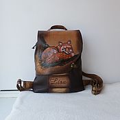 Сумки и аксессуары handmade. Livemaster - original item Women`s leather backpack with engraving and painting to order.. Handmade.