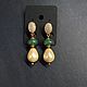Earrings with green aventurine and cream-colored pearl beads, Earrings, Volgodonsk,  Фото №1