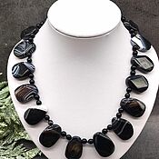 Работы для детей, handmade. Livemaster - original item Massive necklace amulet made of natural stone black agate. Handmade.