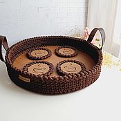 Для дома и интерьера handmade. Livemaster - original item Beverage set: tray, basket, cup holders.. Handmade.