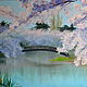Oil painting. Spring. the cherry blossoms.
