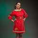 Red linen dress in boho style with embroidery Spring. Dresses. Kupava - ethno/boho. My Livemaster. Фото №4