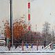 On the district. View from the bus stop ' Bogdanov str., ,24'. Oil on canvas, Pictures, Moscow,  Фото №1