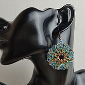 Украшения handmade. Livemaster - original item Beautiful Round boho Beaded Lace Earrings. Handmade.