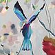 Order Mixed media painting Birds of Paradise (pink blue flowers). Pastelena. Livemaster. . Pictures Фото №3