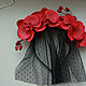 Ободок с красными орхидеями и вуалью. Украшения для причесок. Fomina Flowers. Ярмарка Мастеров.  Фото №5