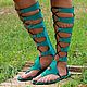 Gladiators suede turquoise with lacing. High Boots. Katorina Rukodelnica HandMadeButik. Online shopping on My Livemaster.  Фото №2