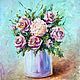 Картина букет роз 40 х 40 см Картина розовой розы маслом на холсте, Картины, Пятигорск,  Фото №1