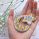 Brooches set Month with star embroidered with beads, Brooches, Krasnodar,  Фото №1