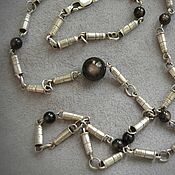 Украшения handmade. Livemaster - original item Black star sapphire. Necklace chain Silver bullets. Handmade.