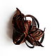 Order Brooch flower leather Orchid Dark Canyon brown dark warm. De-Si-Re. Livemaster. . Brooches Фото №3