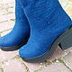  Эко сапожки из шерсти Королевский синий. Ботфорты. Eco Shoes by Julia Pizar. Ярмарка Мастеров.  Фото №6