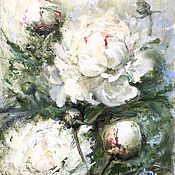 Картины и панно handmade. Livemaster - original item Oil painting White peonies-a symbol of love and wealth. impressionism. Handmade.
