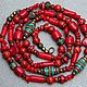 Long red Coral beads Tibetan beads coral turquoise bright. Beads2. Ritasdreams (ritasdreams). My Livemaster. Фото №5