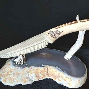 Персонализируемый складной нож Scrimshaw Knife с костяной ручкой