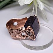 Украшения handmade. Livemaster - original item Milky Way copper ring with natural amethyst. Handmade.