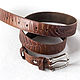 Red brown leather Belt for Women 1.3 inches wide. Straps. Two Starlings. My Livemaster. Фото №4