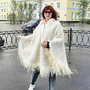 Одежда ручной работы. Ярмарка Мастеров - ручная работа Пончо валяное "Амазонка" - шерсть, шелк. Handmade.