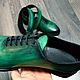 Oxfords and strap, made of genuine leather, hand made, in green color. Oxfords. SHOES&BAGS. My Livemaster. Фото №6