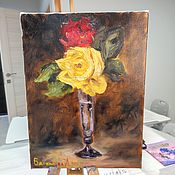 Картины и панно handmade. Livemaster - original item A free copy of the painting by Eduard Manet roses in a glass of champagne 30 cm. Handmade.