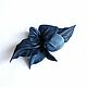 Lapel Brooch flower made of leather Jeans blue blue denim. Brooches. De-Si-Re. My Livemaster. Фото №4