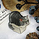 Order Brooch 'Grey funny disgruntled cat in a fat box'. greenfox-23. Livemaster. . Brooches Фото №3