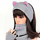 Headband with Cat ears Snood with Cat face Mittens with paws. Headwear Sets. Space Cat Knitting. Online shopping on My Livemaster.  Фото №2