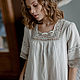 Darling grey-beige Linen nightgown with lace, Nightdress, Moscow,  Фото №1