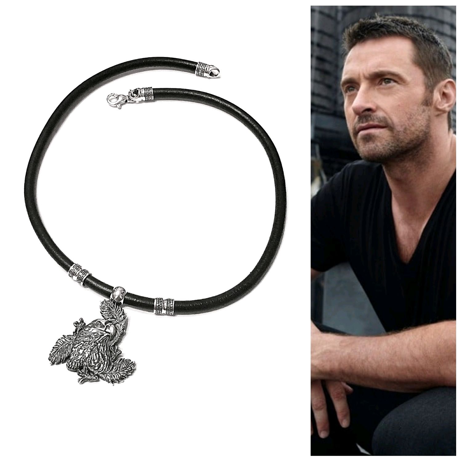 Мужской чокер из серебра и кожи – заказать на Ярмарке Мастеров ...