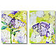 Painting Butterflies Flowers Diptych 'The Color of Happiness' oil on canvas, Pictures, Samara,  Фото №1
