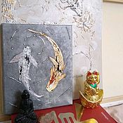 Картины и панно handmade. Livemaster - original item Painting of fish with a potala Koi carp. Handmade.