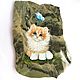 Painted stone Magnet Ginger kitten, Stones, Zmeinogorsk,  Фото №1