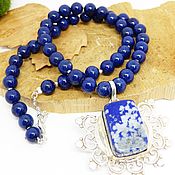 Украшения handmade. Livemaster - original item Beads with sky India pendant (lapis lazuli, quartzite blue). Handmade.