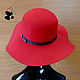 Stylish wide-brimmed hat of felt with a soft brim. Red, Hats1, Ekaterinburg,  Фото №1