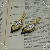 Украшения handmade. Livemaster - original item Diamond Beaded Earrings Black White Gold. Handmade.
