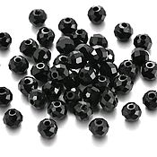 Материалы для творчества handmade. Livemaster - original item Glass beads rondel faceted 3*4, black beads with a cut. Handmade.