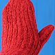 Комплект шапка и варежки красный ягодный букле меринос. Шапки. Svetlana_Knitting. Ярмарка Мастеров.  Фото №7