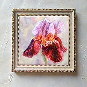Картины и панно handmade. Livemaster - original item Decorative panel Picture with purple Iris wall Panel Paintings. Handmade.