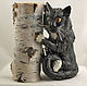 Vase for flowers - Kitty on birch, Vases, Moscow,  Фото №1