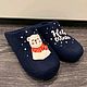 Валяные тапочки, шерсть, темно-синий, Hello Winter. Тапочки. Эльвира, Felt studio ElViRa. Ярмарка Мастеров.  Фото №4
