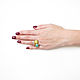 Кольцо с разноцветными камнями, купить кольцо три камня с агатом. Кольца. Irina Moro (Ирина Моро украшения). Ярмарка Мастеров.  Фото №4